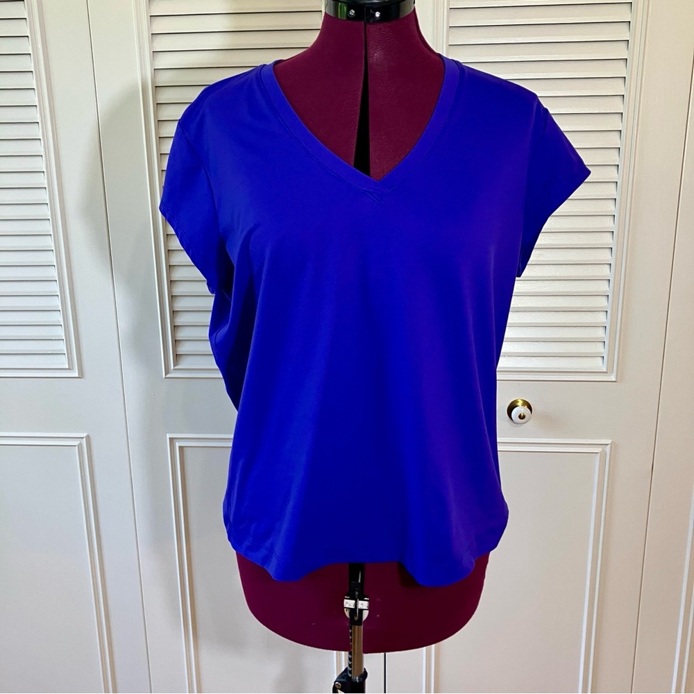 Spa by Chico's Vibrant Blue V-Neck Blouse 2 Large